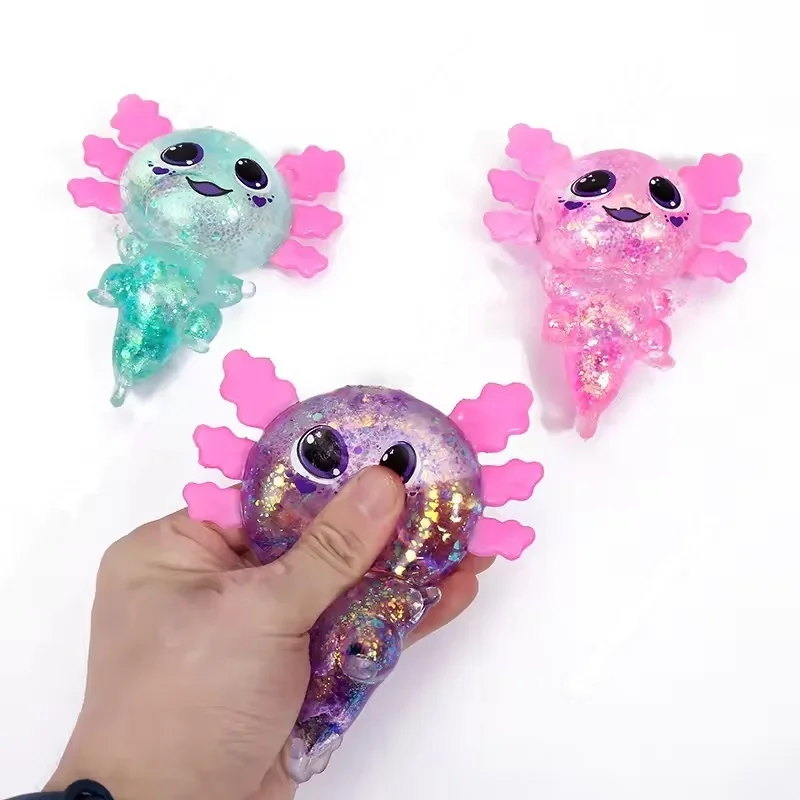 Squishy Malt Sugar Stretchy Axolotl Fun Squeeze Colorful Salamander Maltose Fidgets Ornament Birthday Supplies Anti-Anxiety Gift
