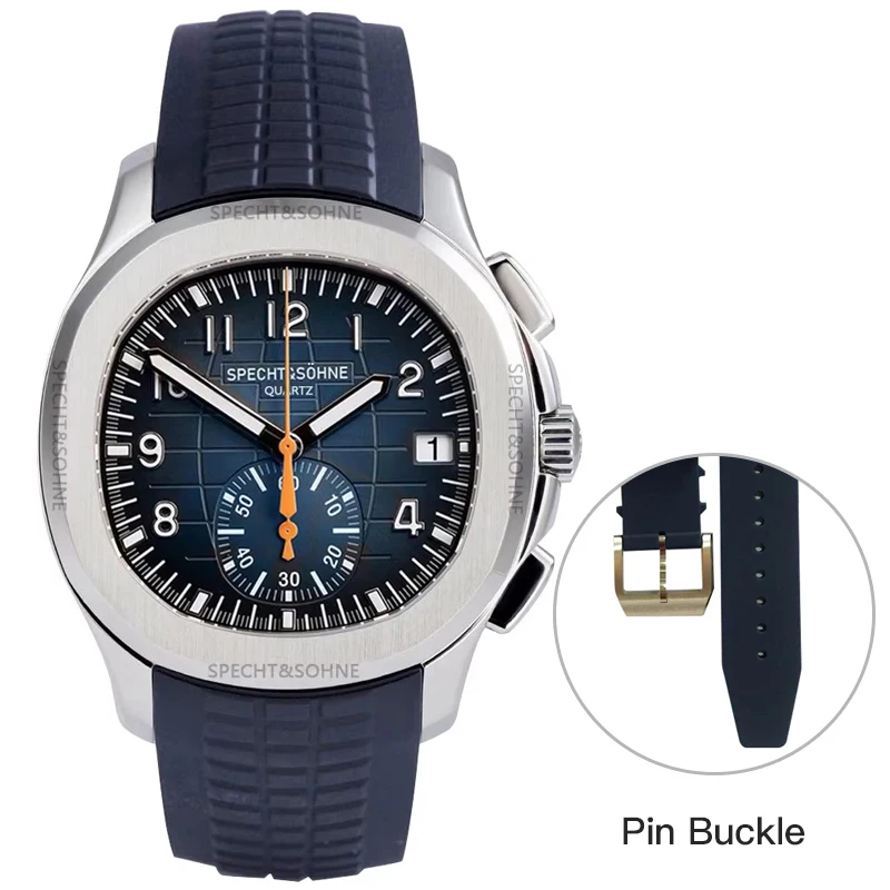 Specht & Söhne New Classic 5167 Men's Watch Orange Color Sapphire Crystal Rubber Srap Sports Male Quartz Watches 50M Waterproof image 3