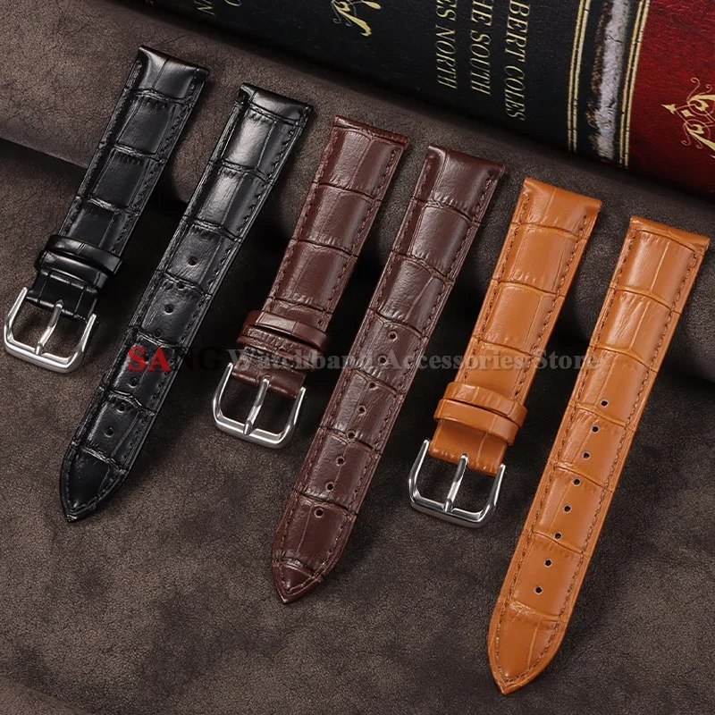 Bracelet de montre en cuir véritable pour Seiko ﻿   Bracelet d'affaires 10/12/13/14/15/16/17/18/19/20/21/22/23/24mm, ceinture noire et marron