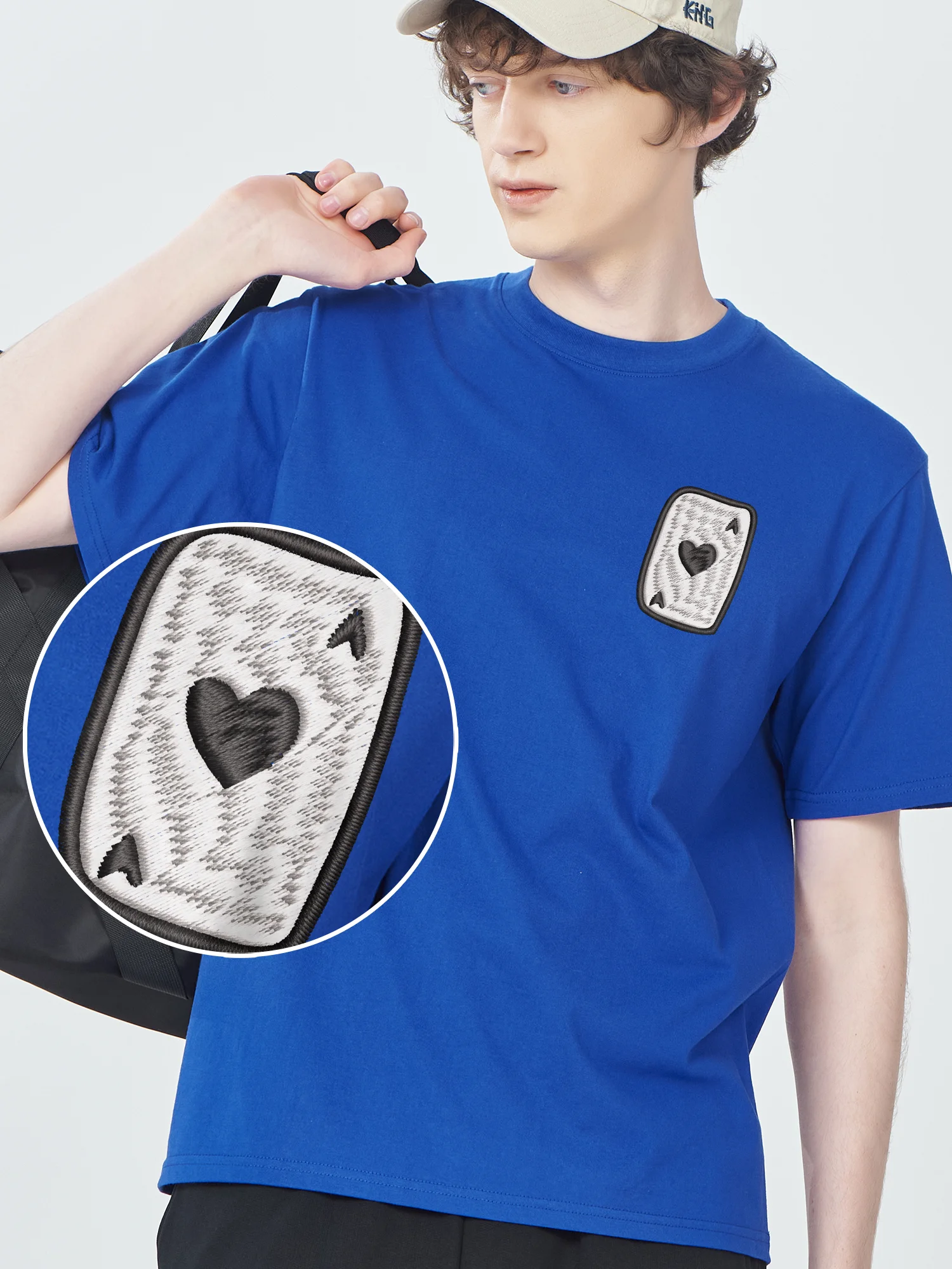 

Poker Ace of Hearts Embroidered Short Sleeve TShirt Tops for Men Women Luxury Design High Quality Fashion Tees