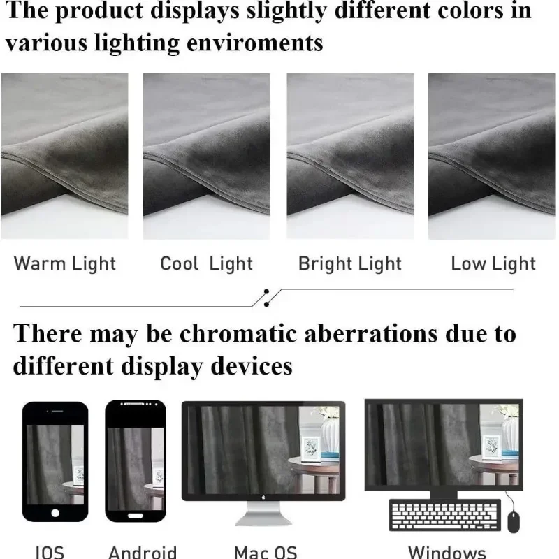ستائر سميكة بحجم مخصص لغرفة المعيشة وغرفة الطعام وغرفة النوم ستائر تعتيم كاملة من الفلانيل بلون سادة نافذة تول بيضاء #5