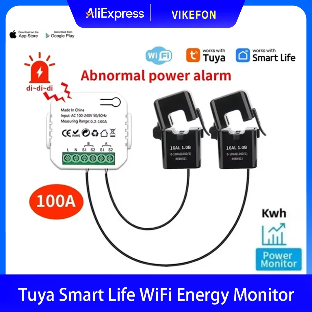 

Tuya Smart Life Wi-Fi энергетический монитор двунаправленный 1/2 канала с зажимом монитор приложения производства солнечной энергии и потребляемая мощность переменного тока 110 В 240 В