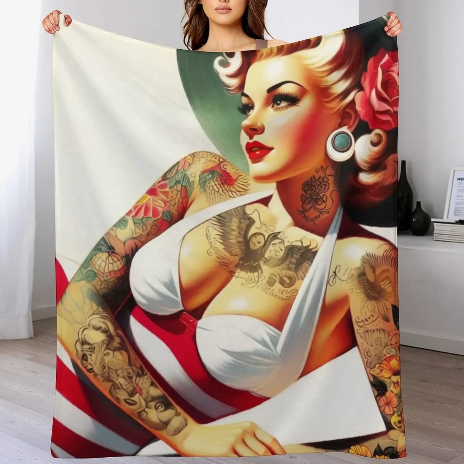 

Hot Swimsuit Pin-up Throw Blanket Bed covers Travel Blankets