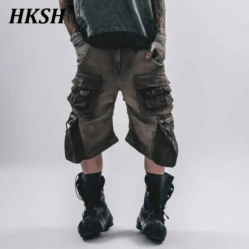 

HKSH Summer New Man High Street Fashion Dirty Washed Waste Land Style Multi Pockets Three Dimensional Loose Casual Shorts HK5051