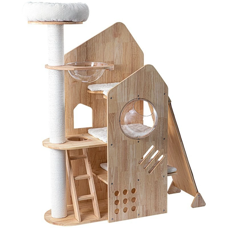 Cat climbing frame cat nest cat tree integrated solid wood frame naughty castle