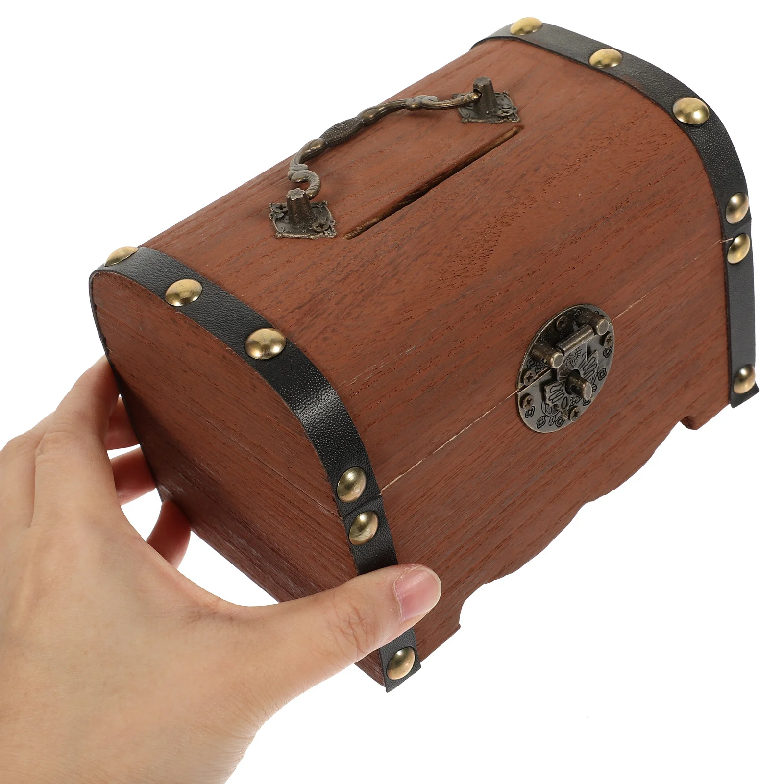 Houten spaarpot voor kinderen, groot formaat kinderspaardoos, vintage stijl muntcontainer, desktopornament, schatkist voor thuisgebruik