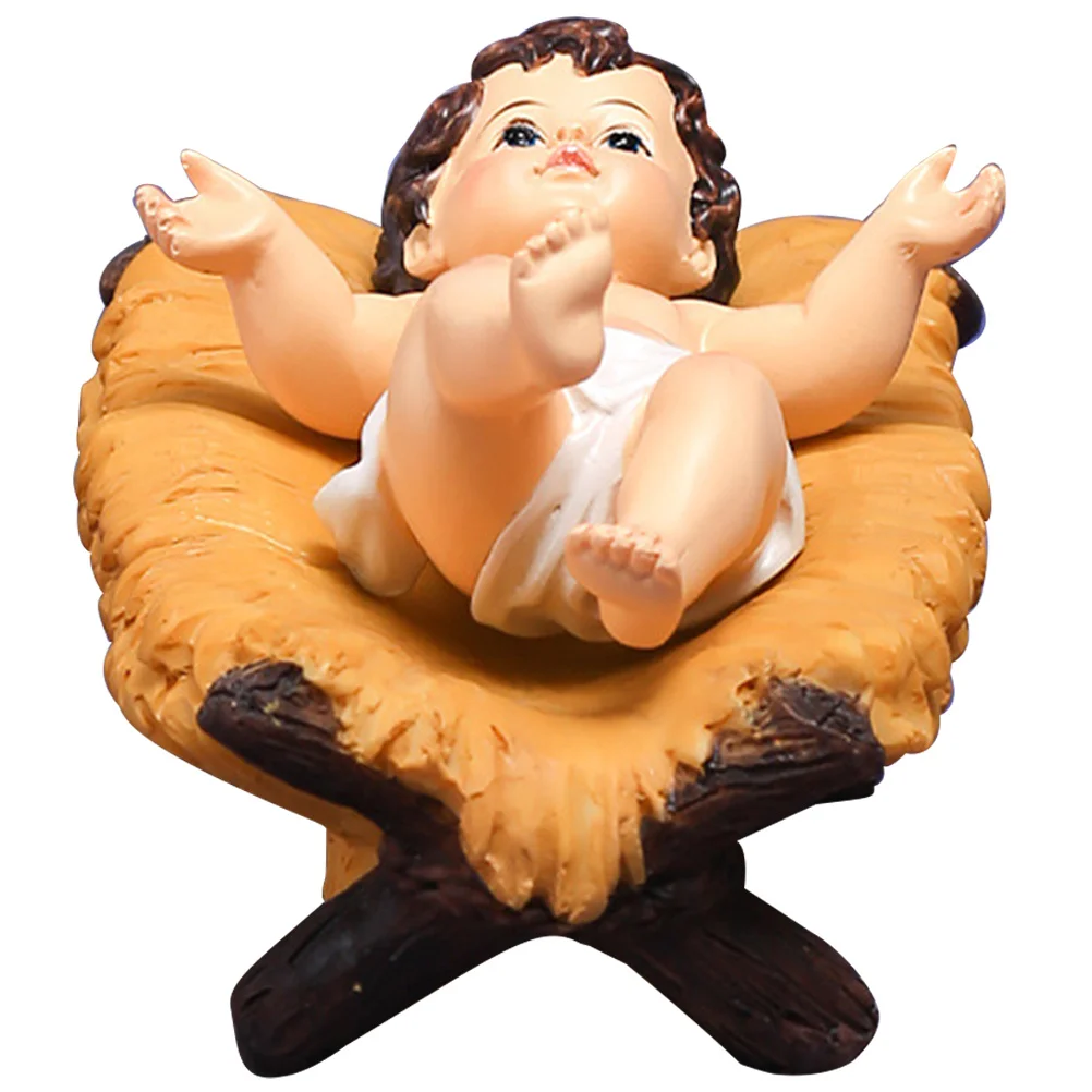 

Lovely Baby Jesus Resin Statue Classical Design Desktop Craft Decor for Office Hotel Coffee Shop Xmas Scene Layout