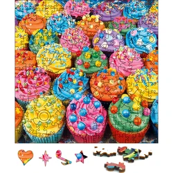 Cupcakes coloridos Jigsaw Puzzle para crianças, brinquedos educativos Montessori, presentes de aniversário para crianças