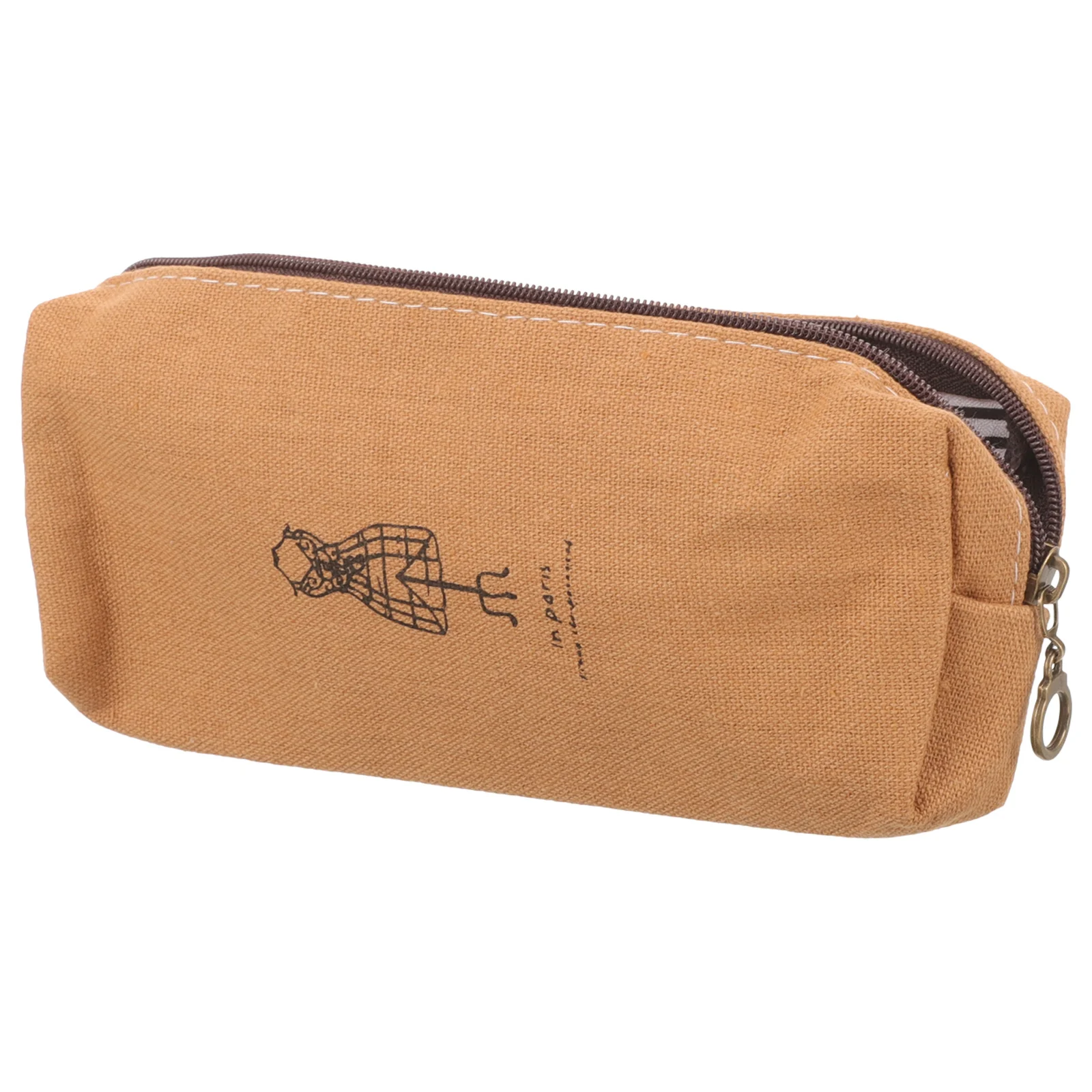 

Vintage Patterned Canvas Pencil Case Large Capacity Stationery Pouch for Pens Pencils Cellphone Coin Bag Brown