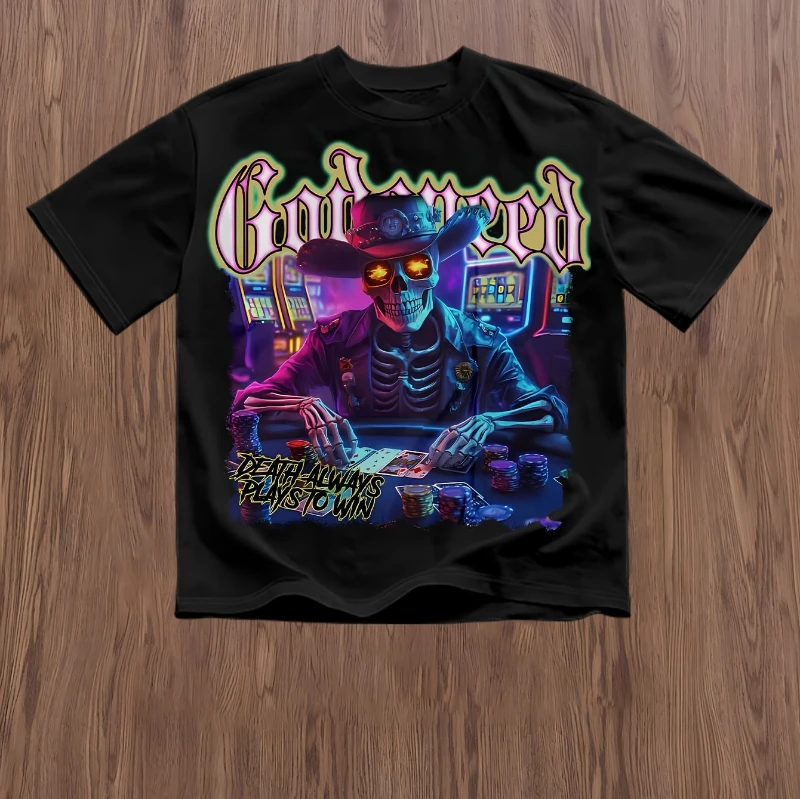 الصيف الأكثر مبيعا الأمريكية Godspeed الموت دائما يلعب تي شيرت رجالي بأكمام قصيرة مع تصميمات أنماط مطبوعة مختلفة