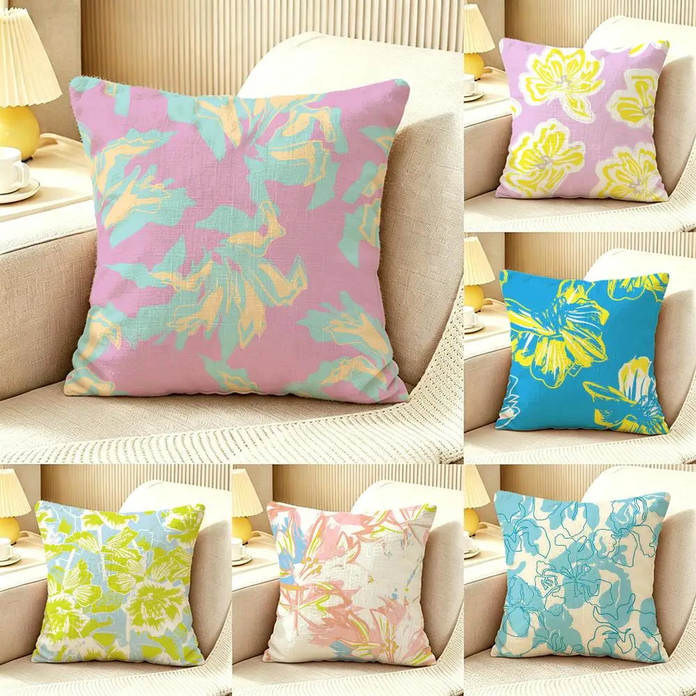 Burst Floral Pattern Cushion Cover Pillow Cover Nordic Minimalist Throw DoubleSided Print Cushion Case for Sofa Bedroom Decor