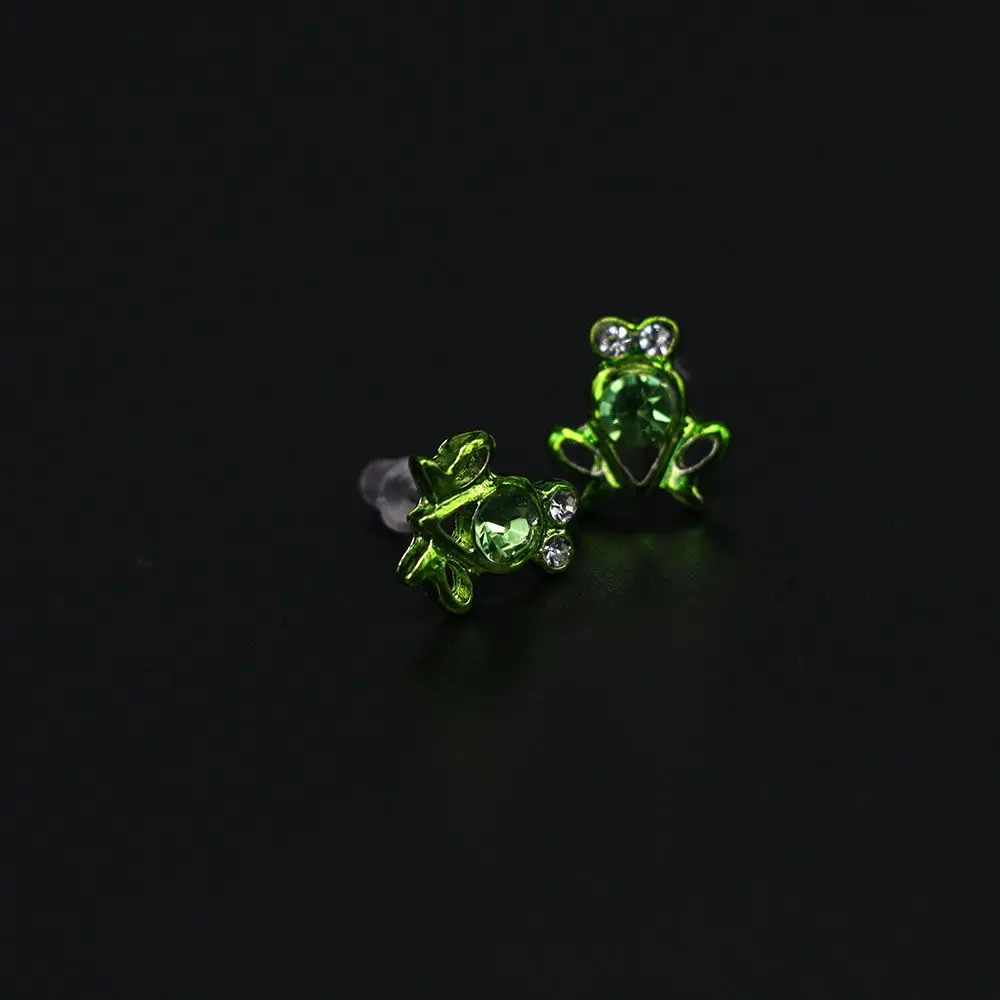 Wrap Enamel Stylish Rhinestone Green Crystal Fashion Jewelry for Women Earrings Frog Stud Earrings Ear Stud