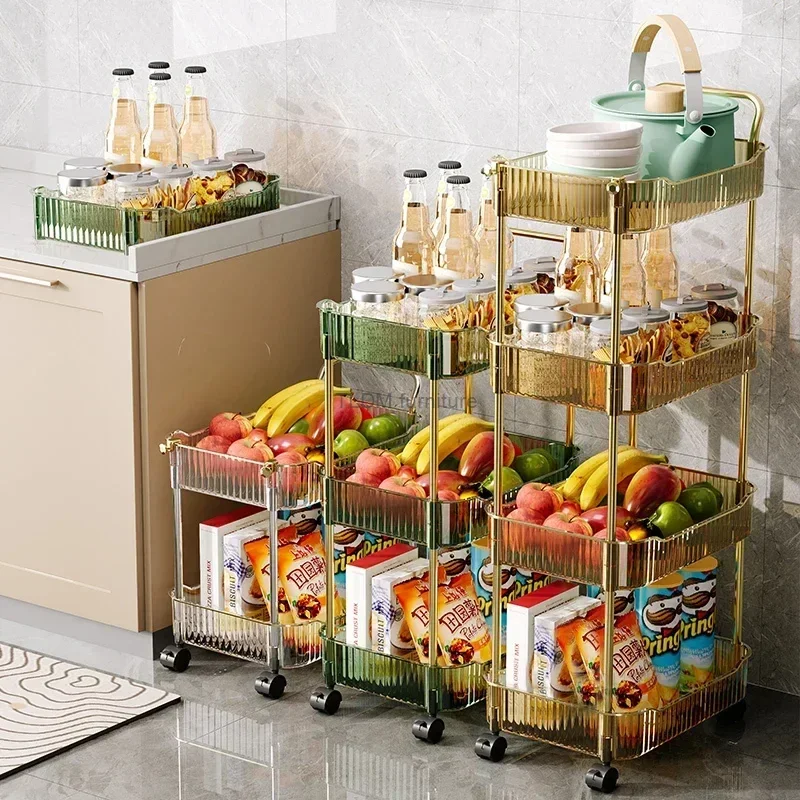 

Multi-layer Kitchen Trolleys For Living Room Bedroom Toy Snack Organizer Cart With Wheels Movable Kitchen Storage Auxiliary Cart
