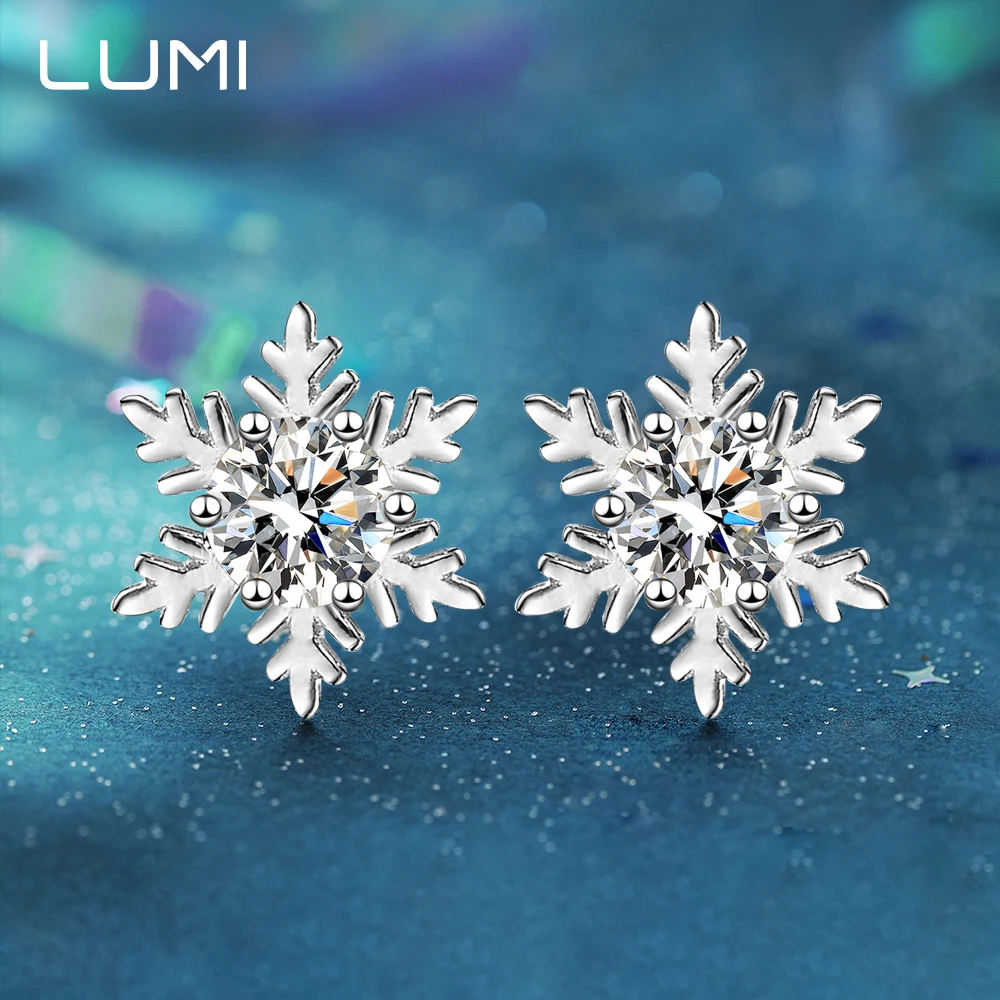 

Fashion 925 Silver Snowflake Stud Earrings 0.5cctw Moissanite - Super Beautiful Female Ear Buckles Luxury Party Wedding Jewelry