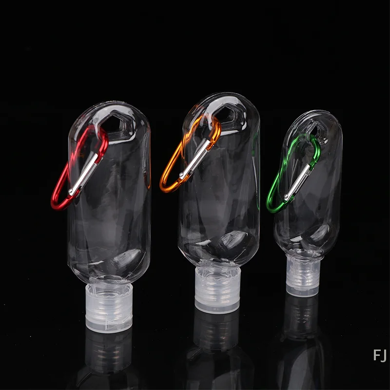 [YU] Butelka pusta 30/50/60ml z karabińczykiem, do użytku na zewnątrz, podróżna, na płyn do dezynfekcji rąk, wielokrotnego użytku, plastikowa butelka do wyciskania, narzędzie do przechowywania