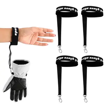 2pcs Skiing Glove Safety Straps Durable Sport Elastic Glove Leash Straps With Keychains Practical Accessory For Skiing Snowboard