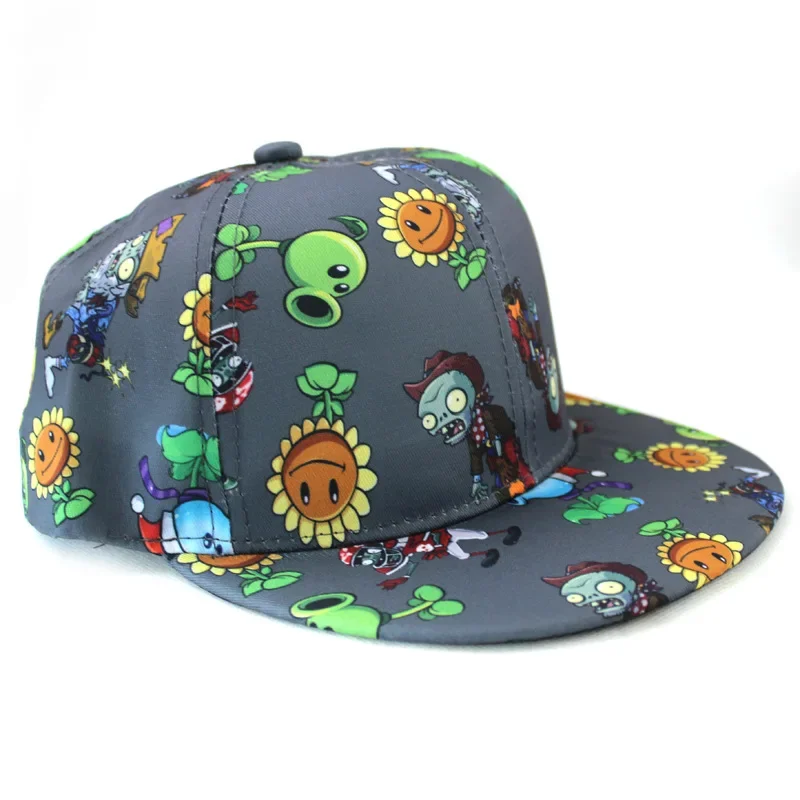 Plants Vs. Zombies Baseball Cap Spring and Summer Sunshade Sports Flat-brimmed Hip-hop Children\'s Baseball Cap Kids Cute Gifts