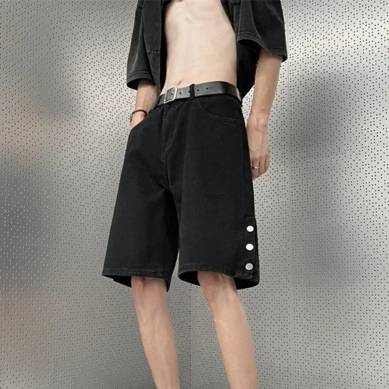

Long Half Wide Male Denim Shorts Men's Short Jeans Pants With Pockets Loose Bermuda Baggy Cowboy Thin Y2k Fashion Vintage Xxxl