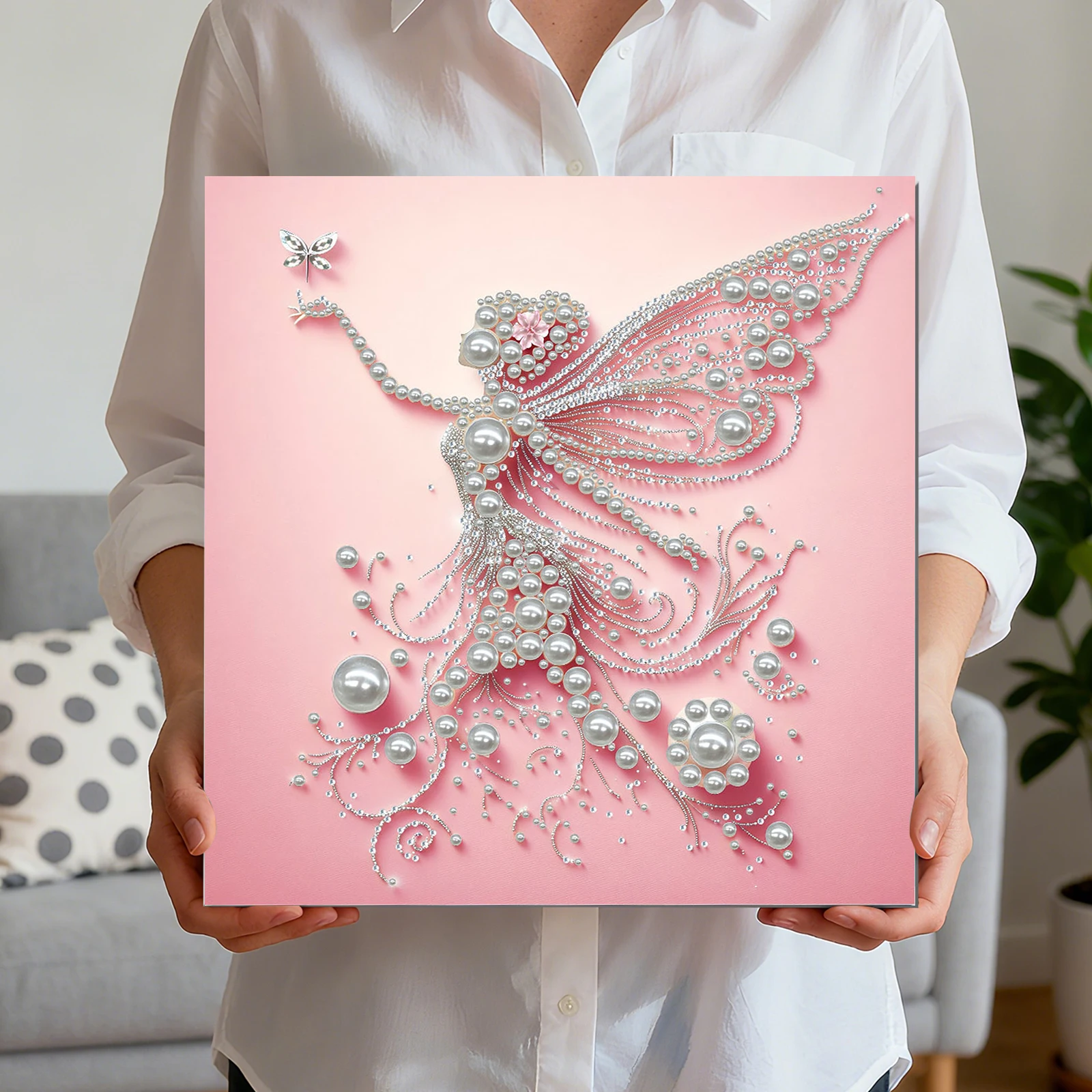 

Angel Girl DIY Pearl Dot Painting for Adults Home Wall Decor 30x30cm With Frame