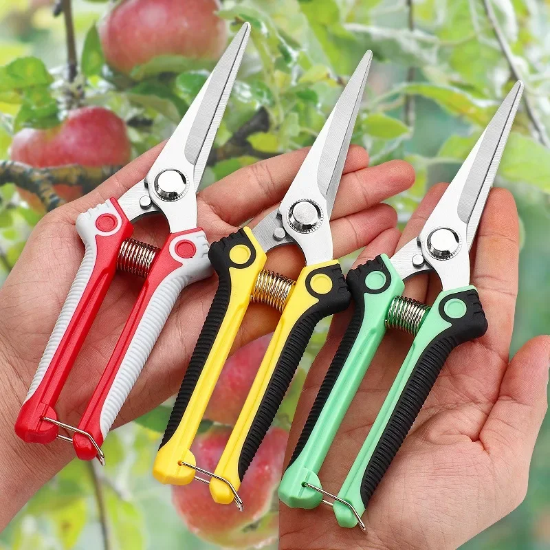 Straight Head Bypass Stainless Steel Sharp Slim Blade TPR Handle Labor-Saving Pruning Shears Garden Scissors for Bonsai Plants