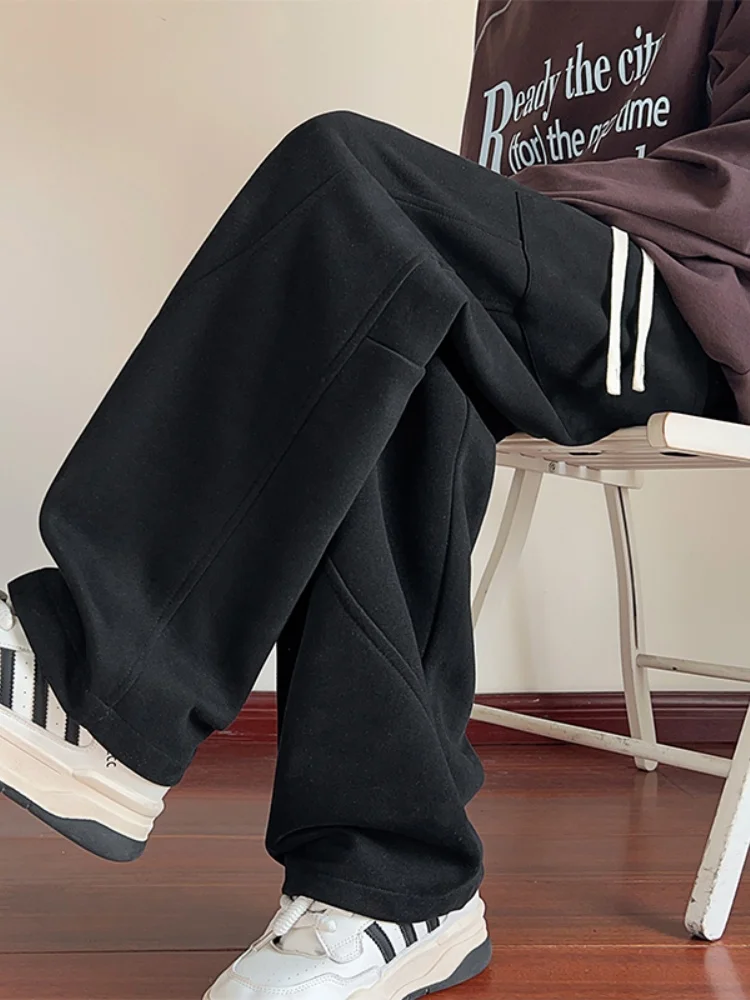 

Мужские спортивные брюки American Sle Heavyweight с изогнутым кроем, прямые, с высокой талией, для весны и осени, повседневные, свободные, широкие штанины