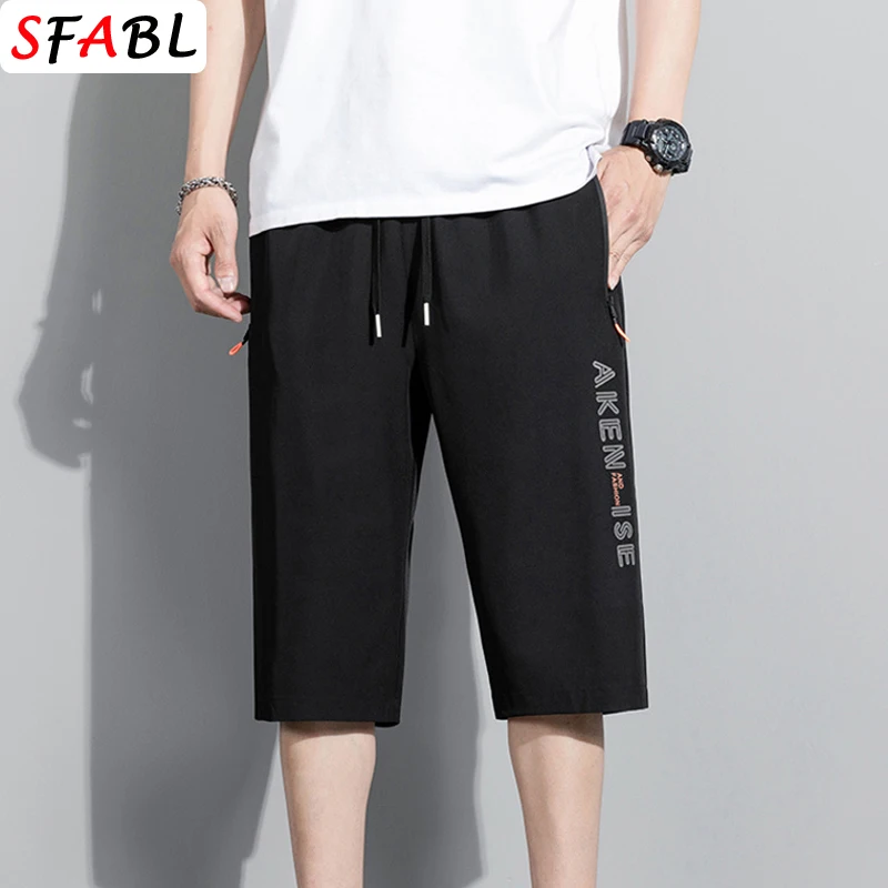 Summer New Fashion Shorts Men Quick Dry Breathable Sports Shorts Men Jogging Running Gym Fitness Short Pants Men Black Gray XXXL