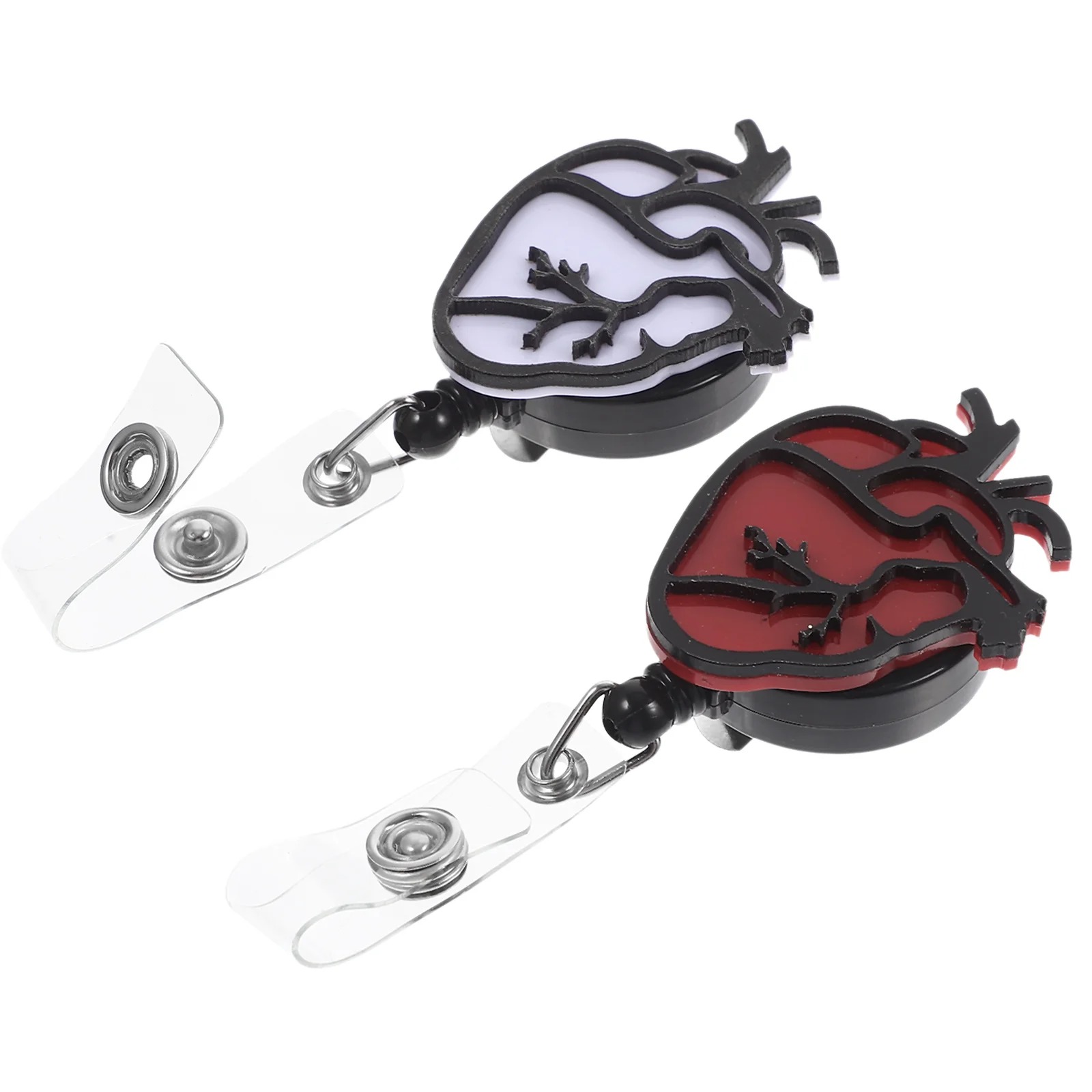 

2Pcs Heart Shaped Retractable Badge Holder Reels Strong Fastener for Id Cards Nurse Badges Credit Cards Convenient Carry