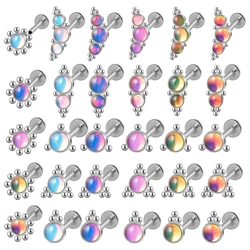 1PCS Surgical Steel Bling Bling Flash Film Lip Bar Ring Lip Labret Studs Cluster Ear Cartilage Helix Studs Body Piercing Jewelry