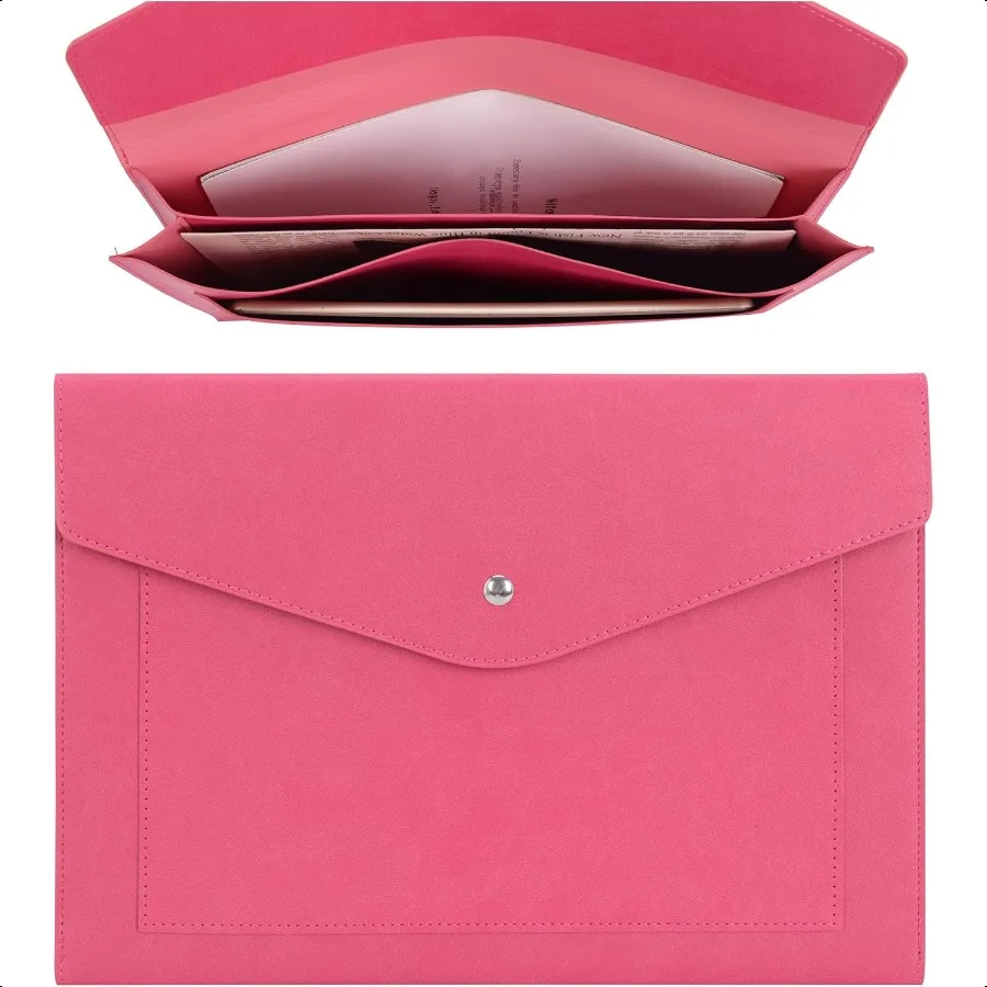 

Expanding A4 Document File PU Leather Envelope Case HolderLarge Size Pockets for Paper Bills Stationery Tablet and PC Work Stud