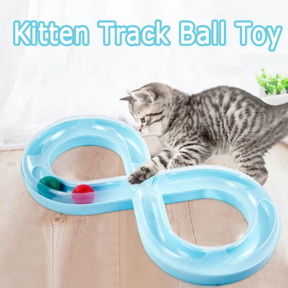 

Track Turntable Funny Cat Fun Track 8 Shaped Durable Interactive Cat Toy Plastic Household Pet Turntable Cat Supplies