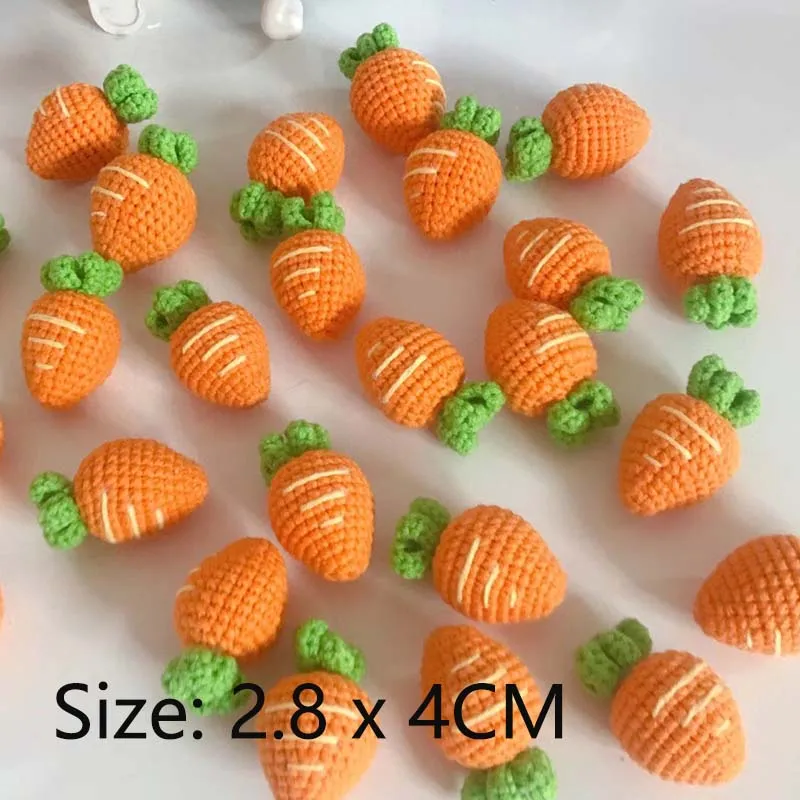 4PCS Handmade Knitted Hooked Carrot Accessories Wool Flower Bouquet Clothing Shoes Hats