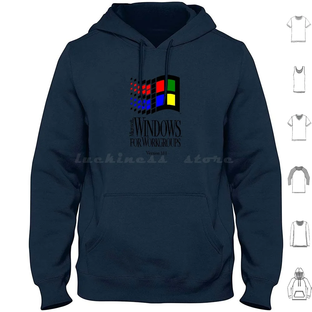 Windows 3.11 Hoodies Long Sleeve Computer 80s Windows 3 11 Windows Retro Vintage Pixel Pixels Pixelated Oldschool Cool