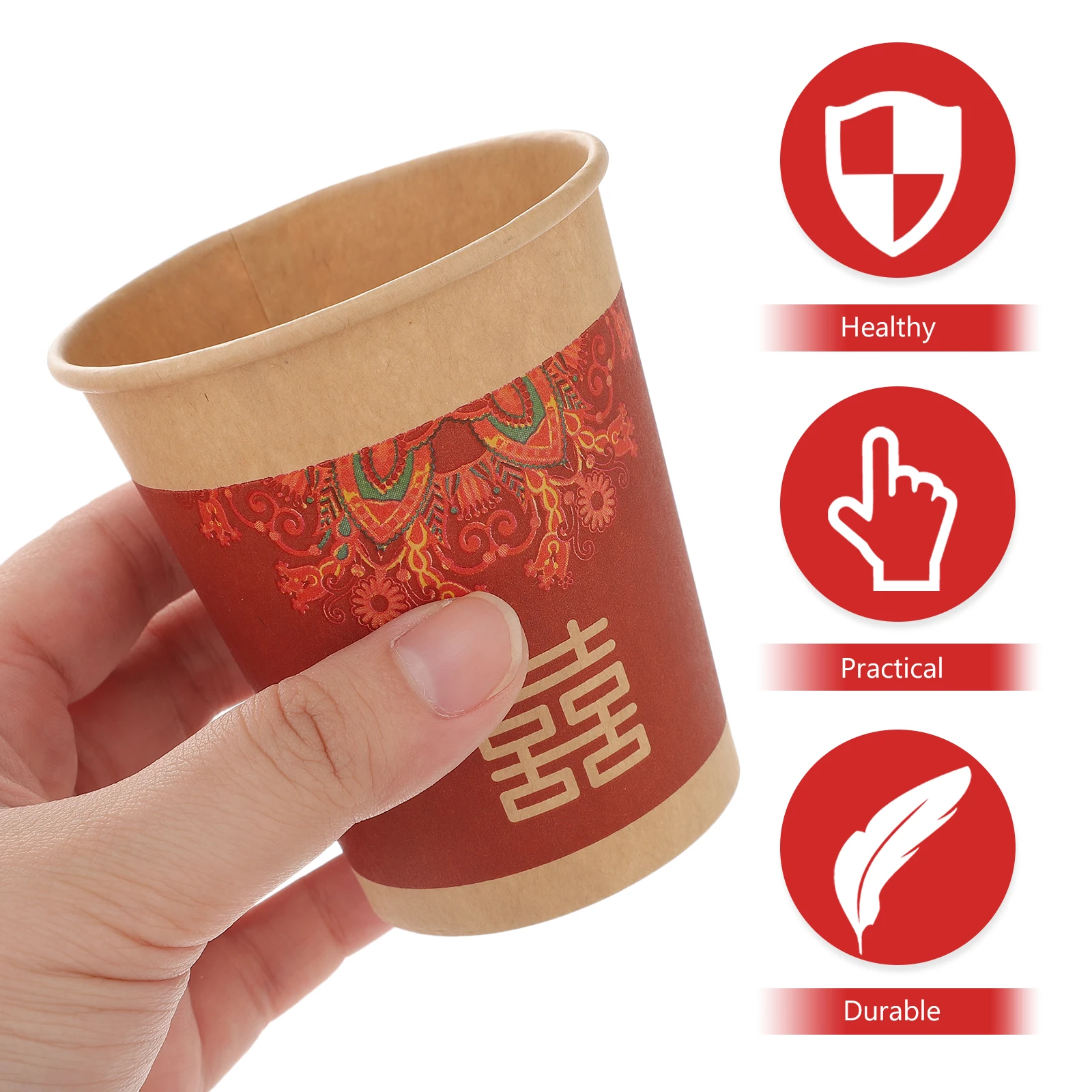 

50pcs Disposable Paper Cups for Wedding Party Banquet Coffee Tea Beverage Cup Sets Kitchen Bar Supplies