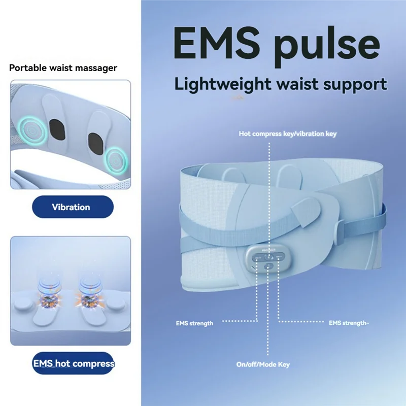 Wireless Ems Waist Massager Intelligent Timing Belt With Heat And Vibration Function Three-Mode Body Shaping Belt view 6