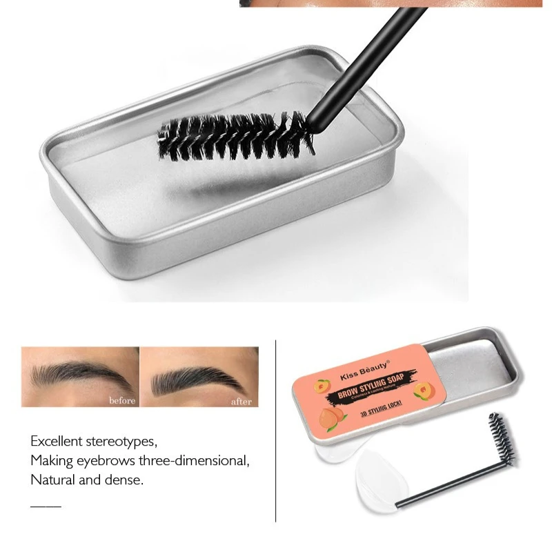 1pc sobrancelha estilo gel sobrancelhas cera esculpir sabão à prova dwaterproof água de longa duração transparente estilo gel cera com escovas ferramentas cosméticas