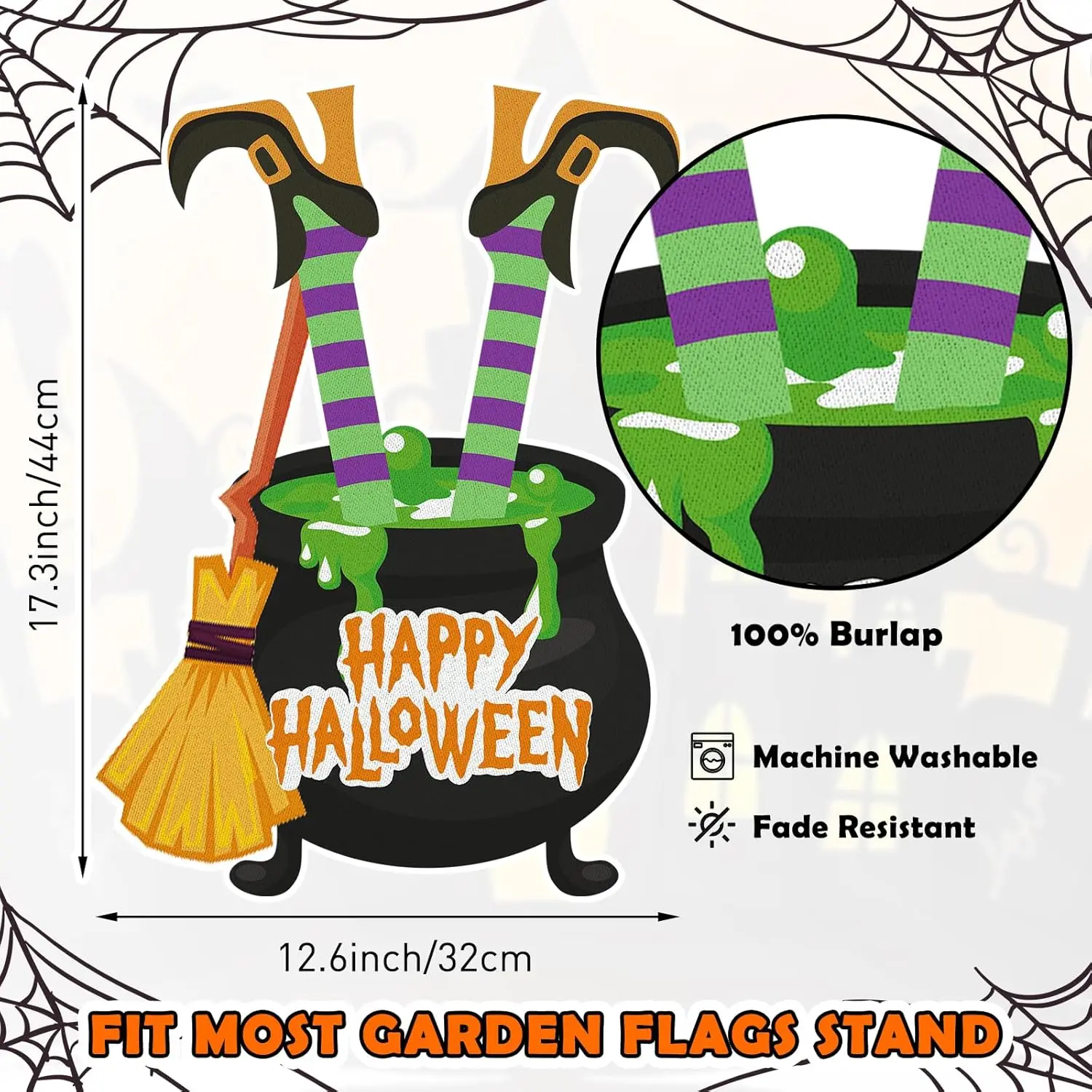 Halloween Garden Flag Happy Halloween Witch Feet Graden Flag 12 X 18 Inch Double Sided Yard Flag Farmhouse Decor for Seasonal Ho