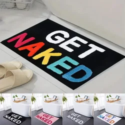 Get Naked Bath Mat Bathroom Non-slip Rugs for Bathtub Mat Cute Bath Rugs for Apartment Decor Tufted Black and White Shower Mat