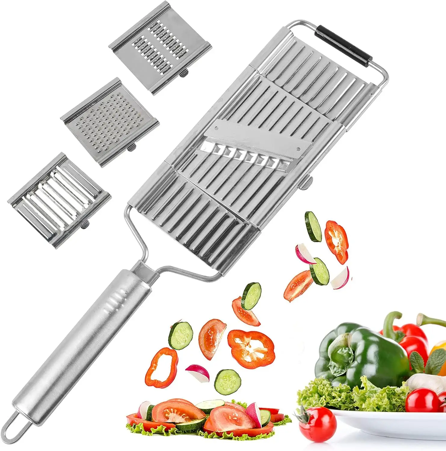 Handheld Food Grater,Professional Zester Slicing Set with 4 Interchangeable Blades for Lime,Cheese,Garlic,Ginger,Chocolate,Vegetable,Fruits view 7