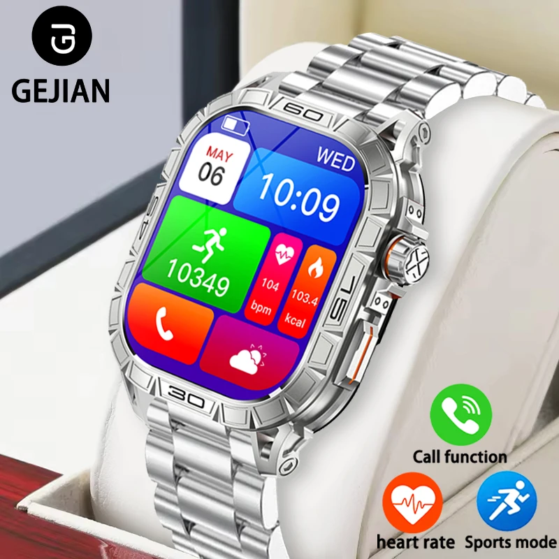 

New GEJIAN Men's Watch 1.96-inch AMOLED Screen 410 * 502 HD 5.0 Bluetooth Call 380mAh Men's Sports and Fitness Smart Watch