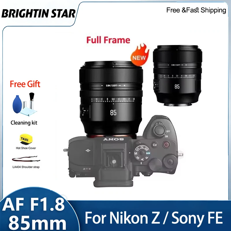 Brightin Star AF 85mm F1.8 Vollformat-Porträtobjektiv mit großer Blende und Autofokus für Sony E A7III FX3 Nikon Z Z7II spiegellose Kameras