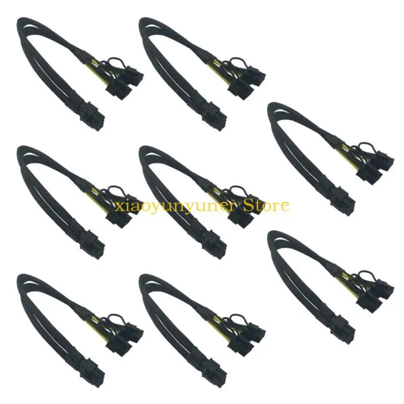 P9JB GPU VGA PCIe 8 Pin Male to Two 2x 8Pin (6+2) Male PCIexpress Power Supply Braided Y Splitter Extension Cable 40cm