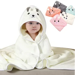 Baby Bath Towel Soft Warm Sleeping Swaddle Wrap for Girl Boy Coral Fleece Newborn Blanket Toddler Hooded Baby Stuff Bathrobe
