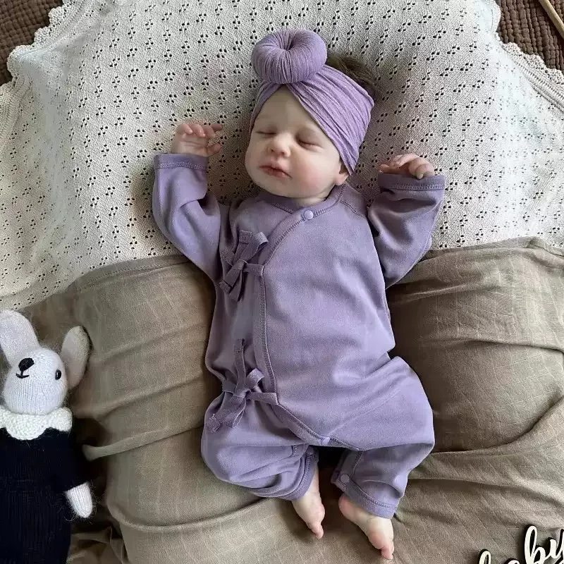 Handmade 50cm Reborn Baby Doll Realistic Sleeping Newborn Doll Toy, Painted Hair or Rooted Hair, Collectible Gift, Doll Only