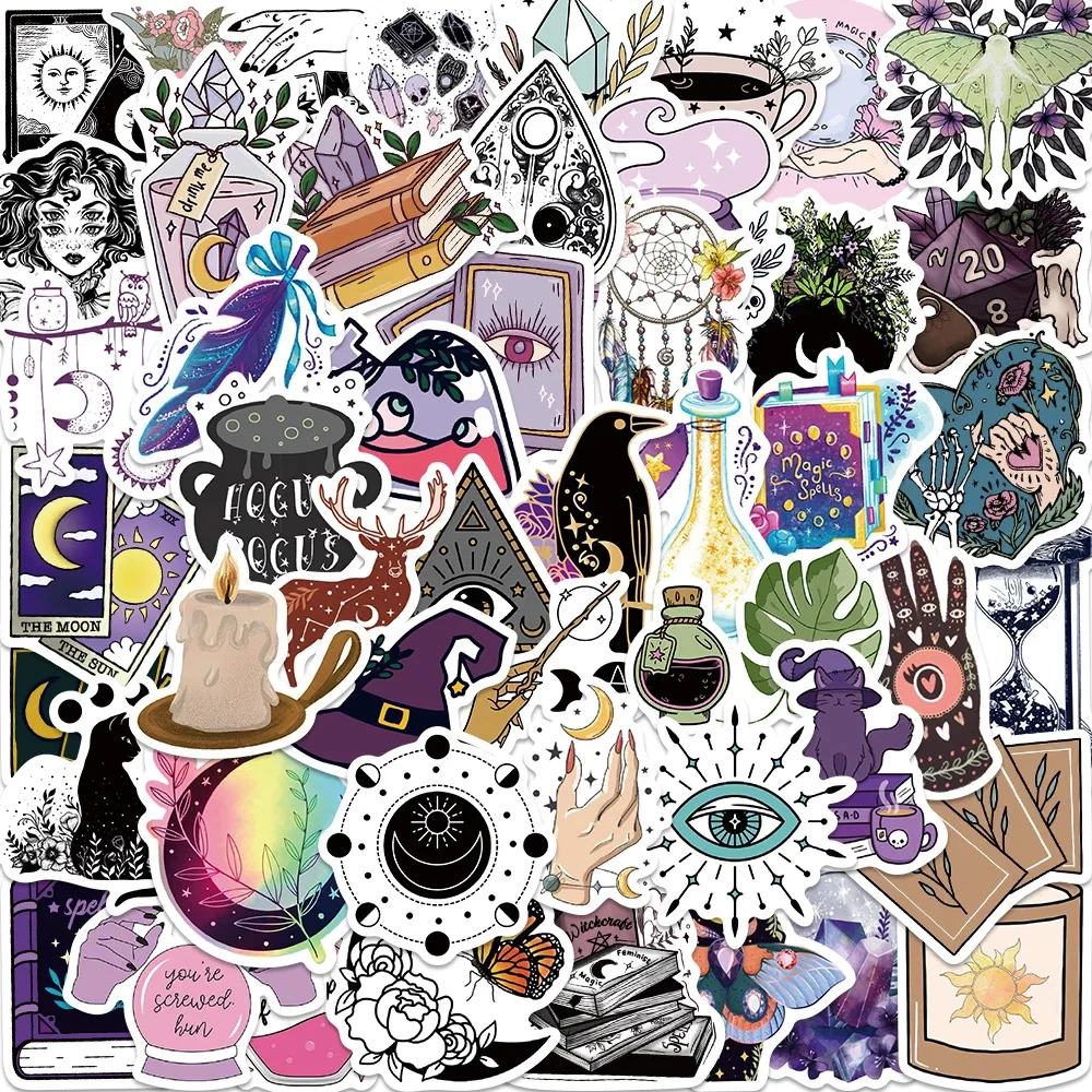 

10/30/50/100pcs Boho Style Magic Witch Apothecary Graffiti Stickers Gothic Decals DIY Guitar Luggage Phone Cool Sticker Kids Toy