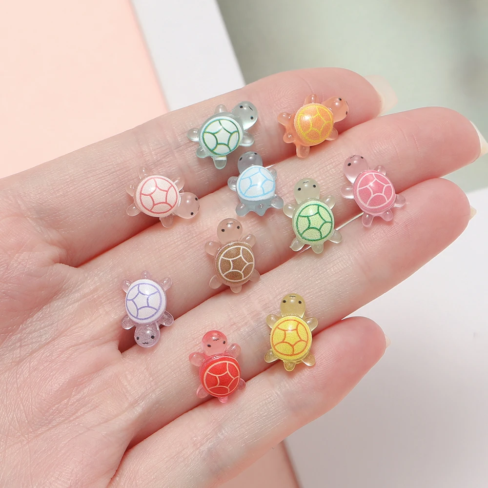 10pcs/lot Mini Resin Sea Turtles Glow in The Dark Luminous Cute Tiny Turtles Beads Charm for DIY Jewelry Keychain Craft Ornament - view 6