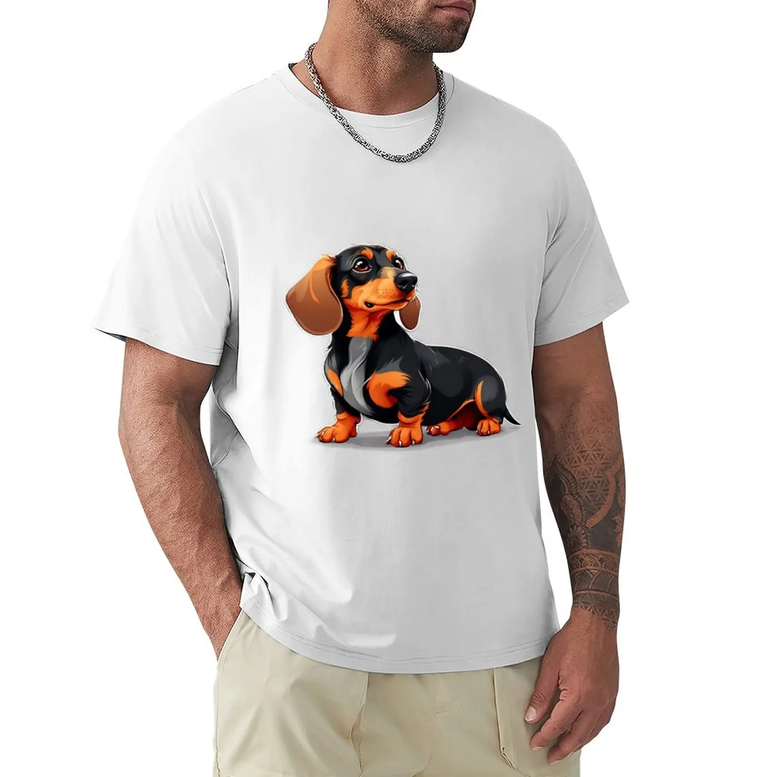 A dachshund dog T-shirt plus size tops hippie clothes shirts graphic tees anime clothes fruit of the loom mens t shirts