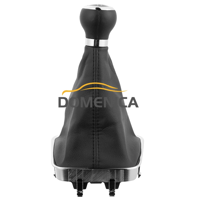 Couro Gear Shift Lever Knob com Capa Contra Poeira, Acessórios de Carro para VW Tiguan 2007, 2008, 2009, 2010, 2011, Auto Manual, 5 Velocidades, 6