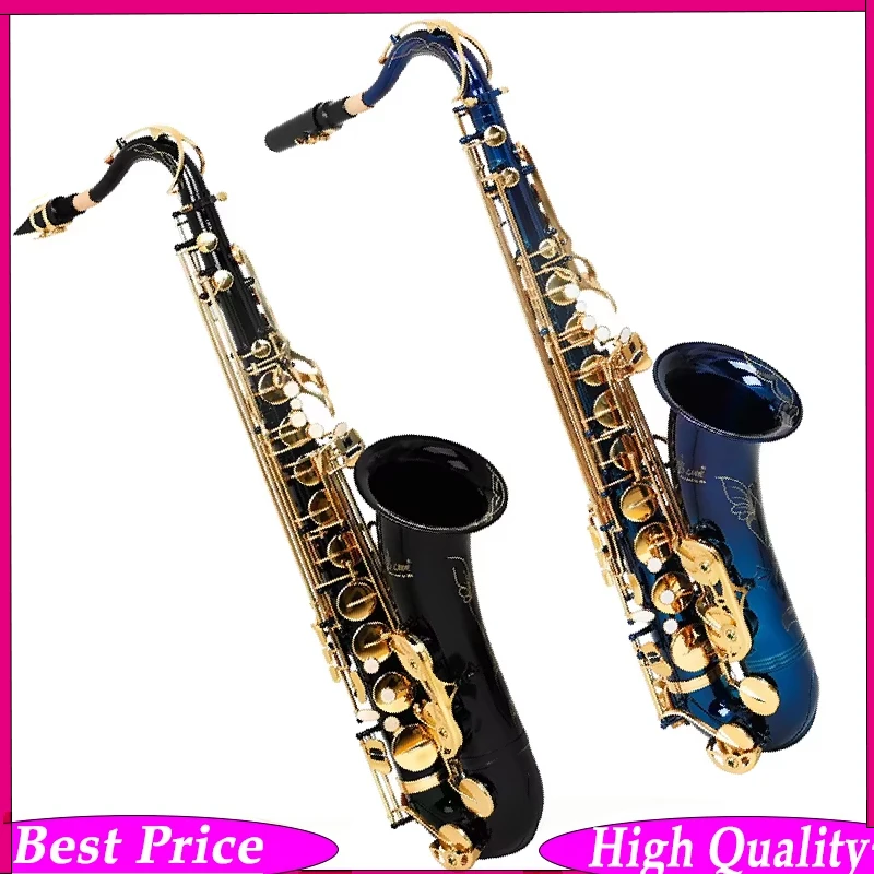 SLADE Tenor Saxophone Lower B Adjustment Brass Tube Body Carved with White Shell Button Professional Woodwind Instrument