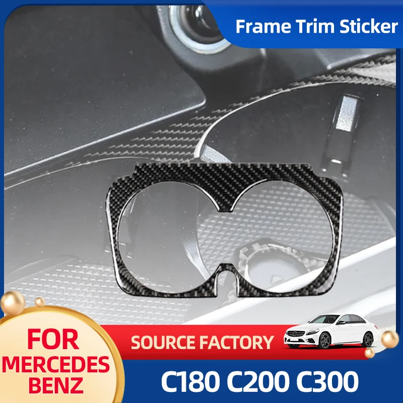 

Interior Stickers For Mercedes Benz W205 C Class C180 C200 C300 GLC Accessories Carbon Fiber Car Interior Cup Holder Frame Trim