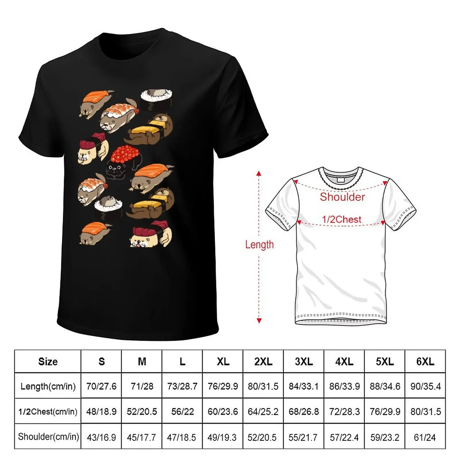 Sushi Otter T-Shirt basketball graphic tees plus size tops vintage graphic tee customs Men's clothing